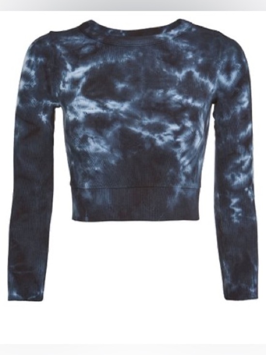 NSF Tops - NSF Tie-Dye Long Sleeve Crop Top - blue indigo